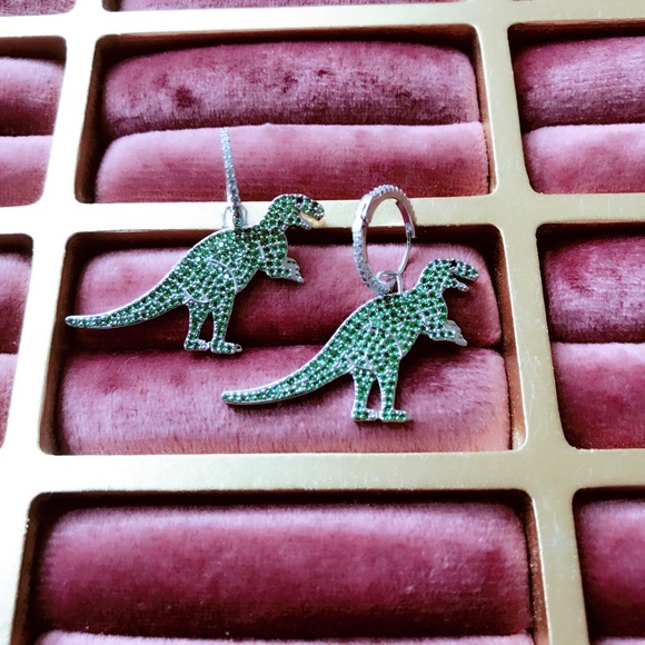 Jewelry - COPY - Green Zircon Dinosaur Earrings